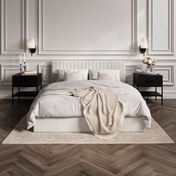 Berlin Milk Ottoman Double Bed