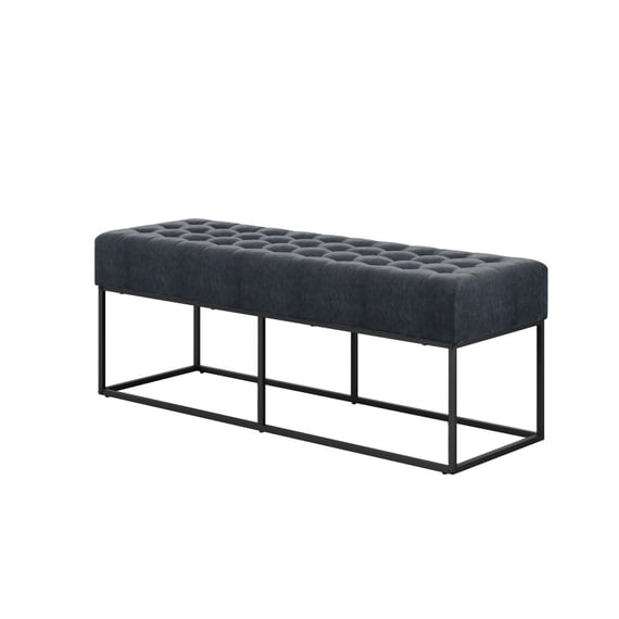boden steel grey upholstered bench angle