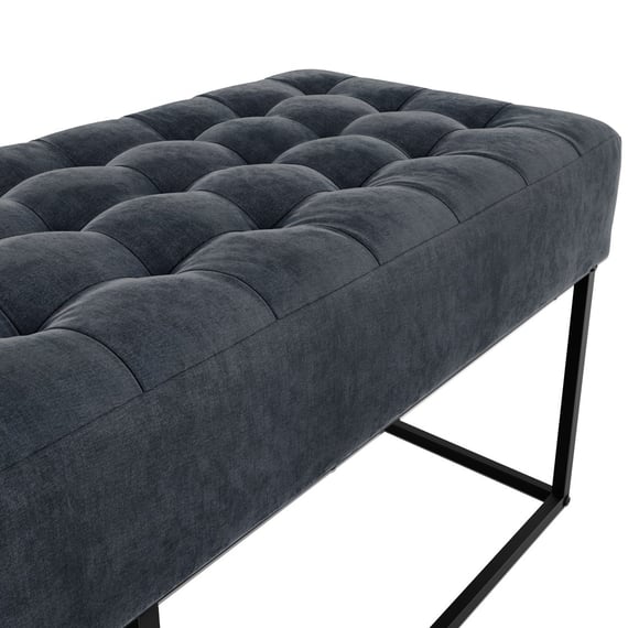 boden steel grey upholstered bench close up