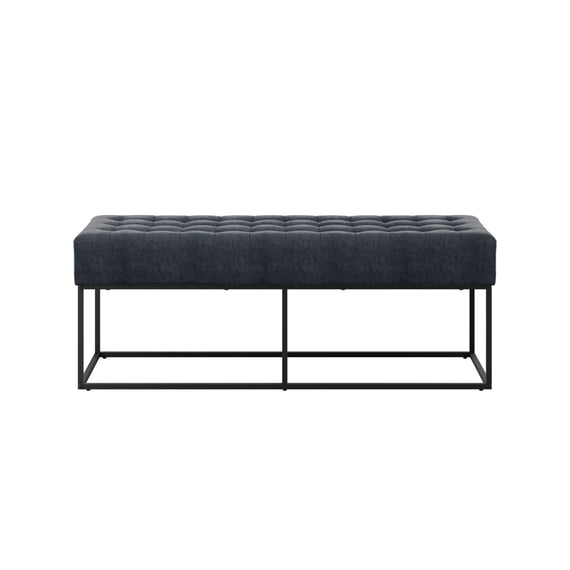 boden steel grey upholstered bench front