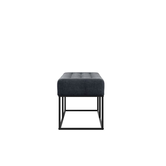 boden steel grey upholstered bench side
