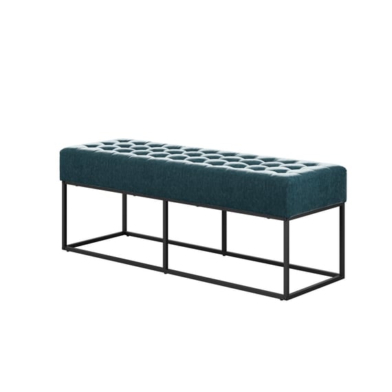 boden yale blue upholstered bench angle