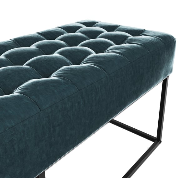 boden yale blue upholstered bench close up