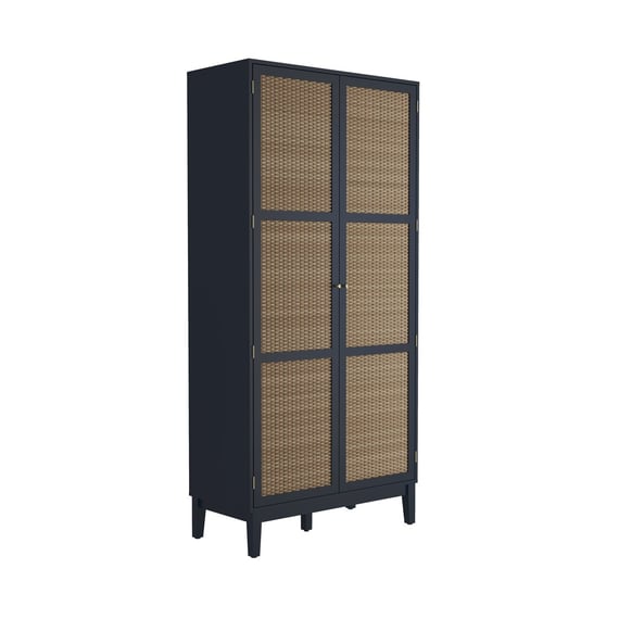 bordeaux blue rattan 2 door wardrobe angle
