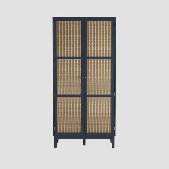 bordeaux blue rattan 2 door wardrobe front