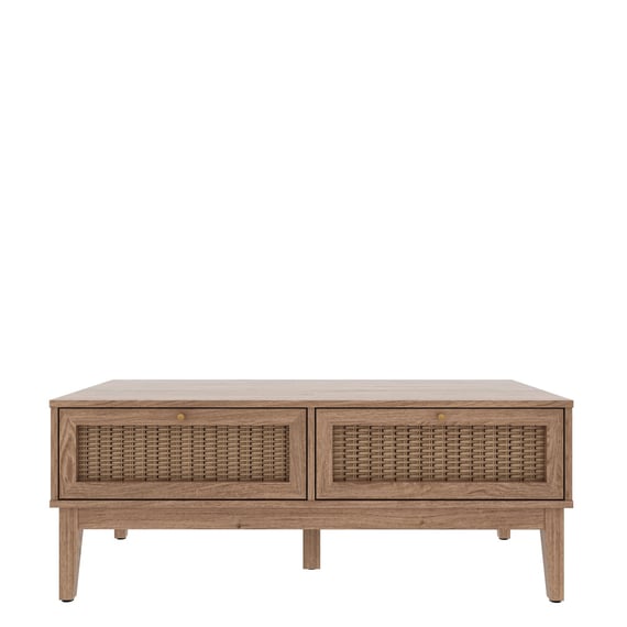 bordeaux oak rattan coffee table front
