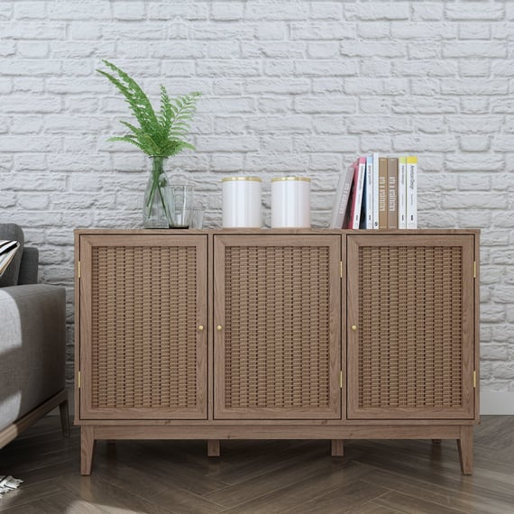 bordeaux oak rattan large sideboard lifestyle