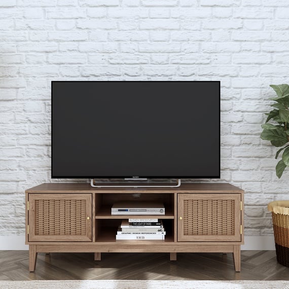 bordeaux oak rattan tv stand living room