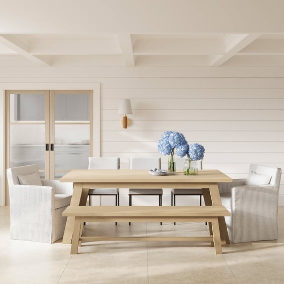 bourton latte oak dining table front