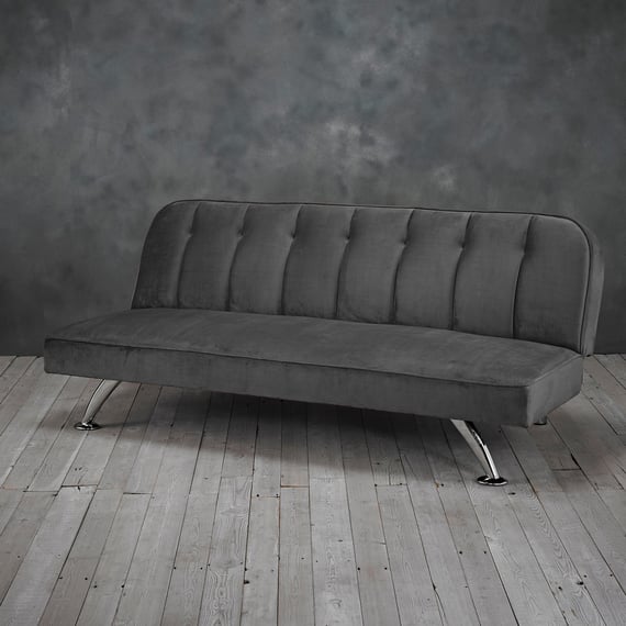 brighton grey velvet sofa bed lifestyle