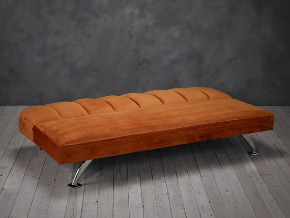 brighton orange sofa bed folded out room shot