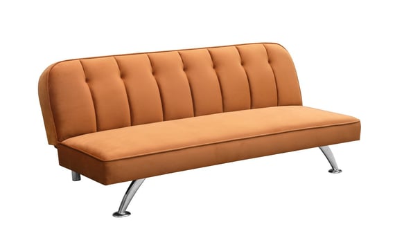 brighton orange velvet sofa bed angle