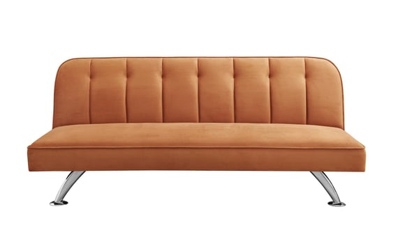 brighton orange velvet sofa bed front