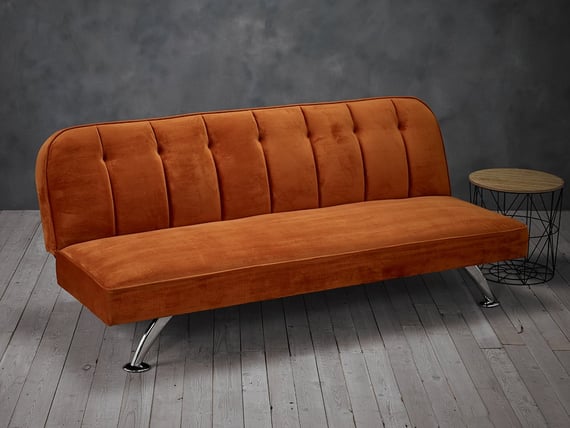 brighton orange velvet sofa bed lifestyle