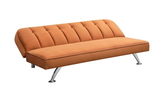 brighton orange velvet sofa bed side