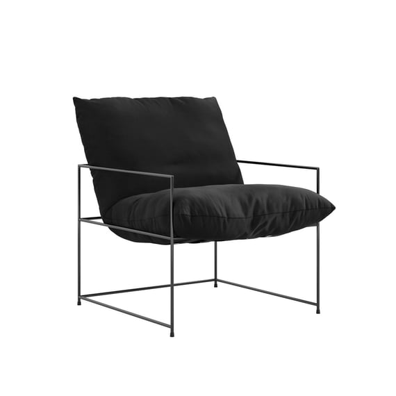 brook black velvet accent chair angle