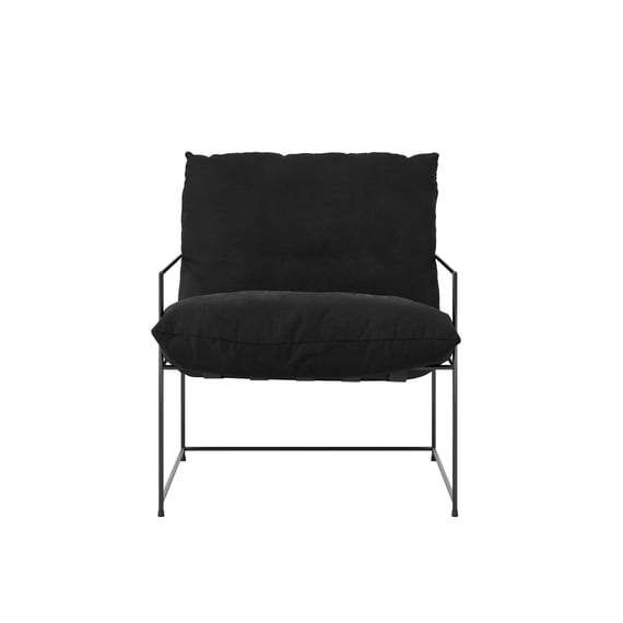 brook black velvet accent chair front
