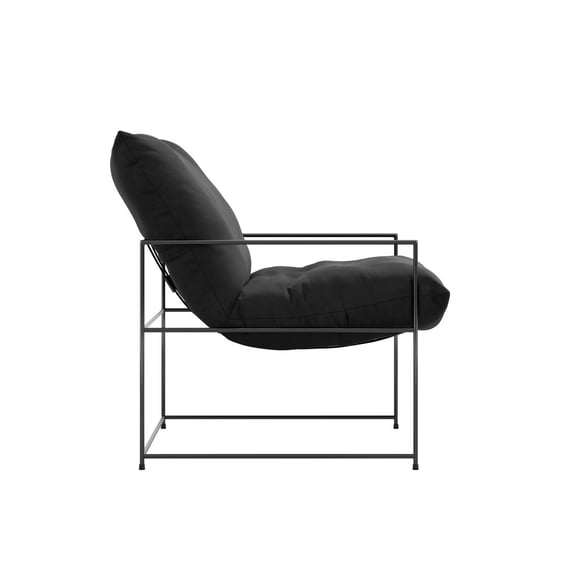 brook black velvet accent chair side