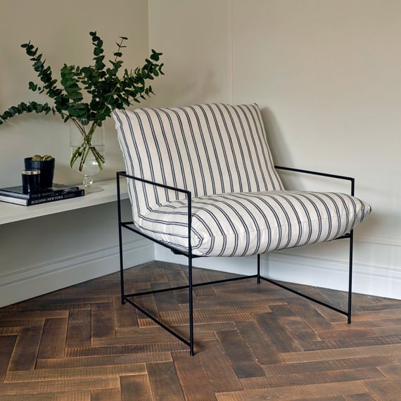 brook chalk stripe accent chair square