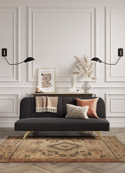 Burlington Sofa Bed Black Velvet Brushed Gold