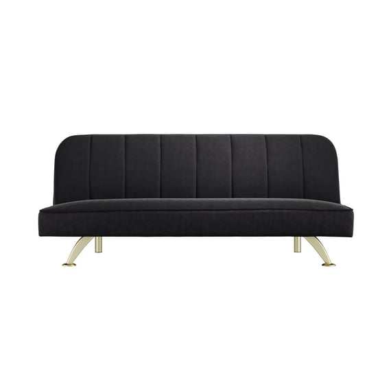 burlington black velvet sofa bed front
