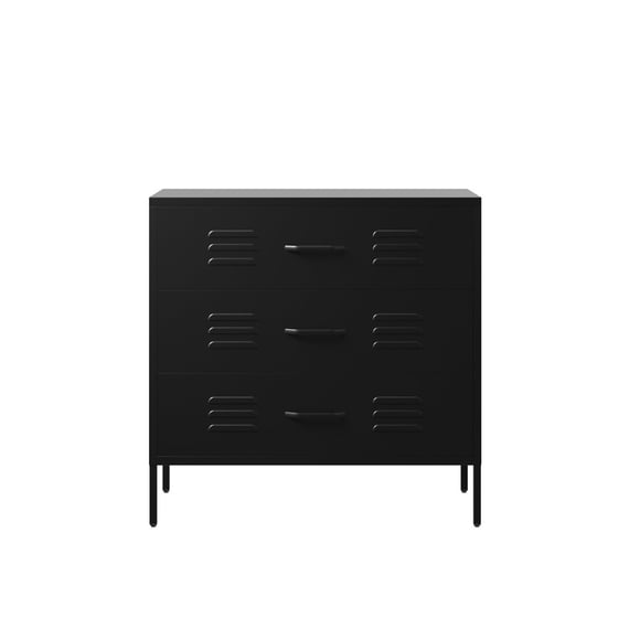 caleb black metal chest of drawers front