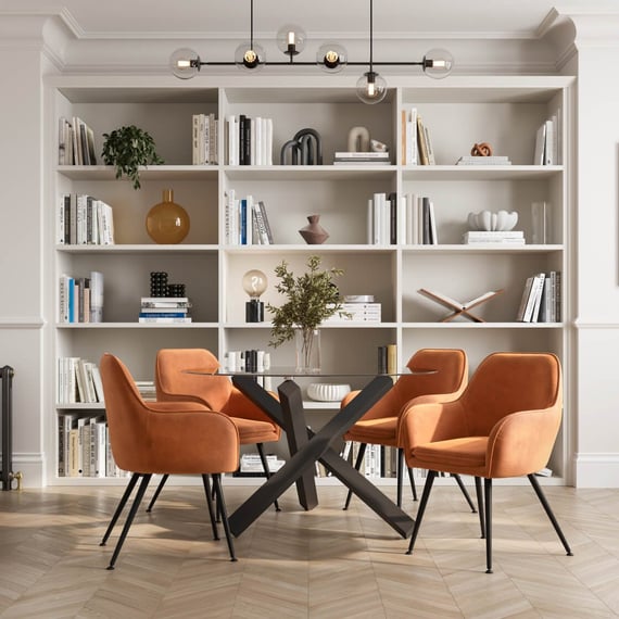 capri black glass dining table tara rust chairs