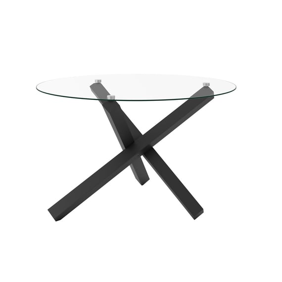 capri clear black glass dining table angle