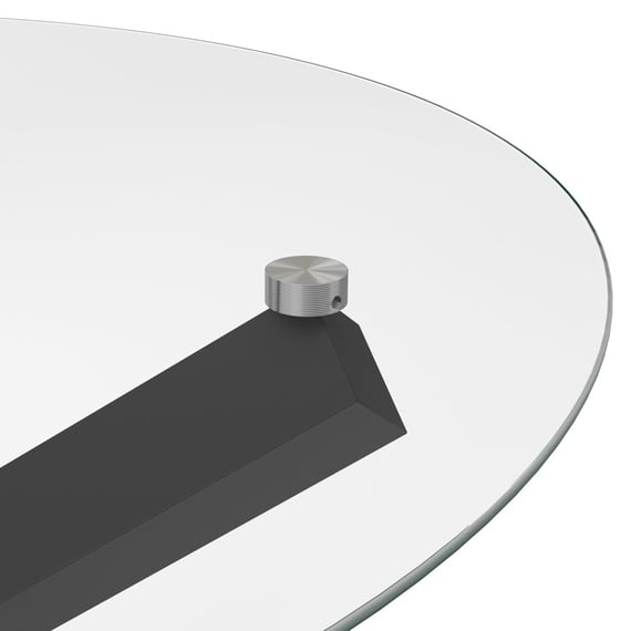 capri clear black glass dining table close up