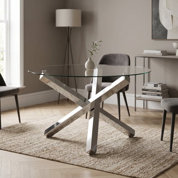 Capri Clear Silver Dining Table