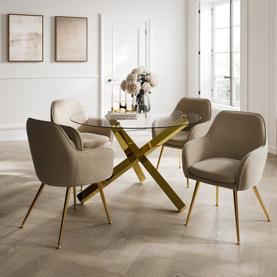 capri gold glass dining table tara fawn chairs