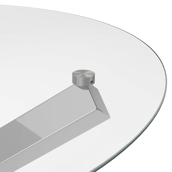 capri silver glass top dining table close up