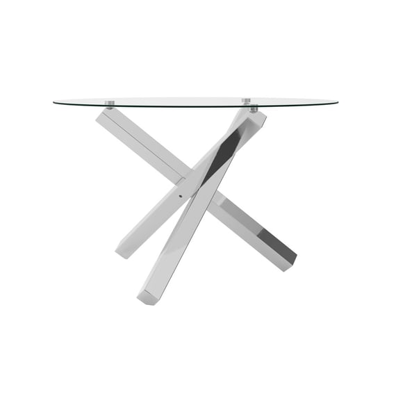 capri silver glass top dining table side