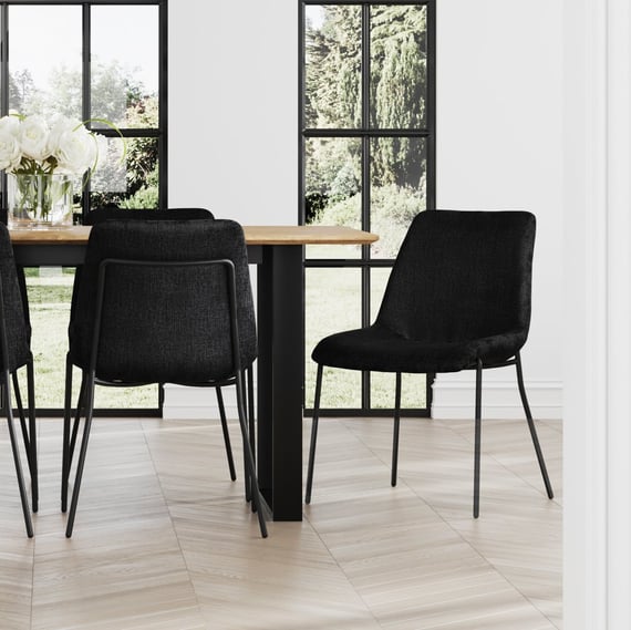 carlo black dining chair styled close up