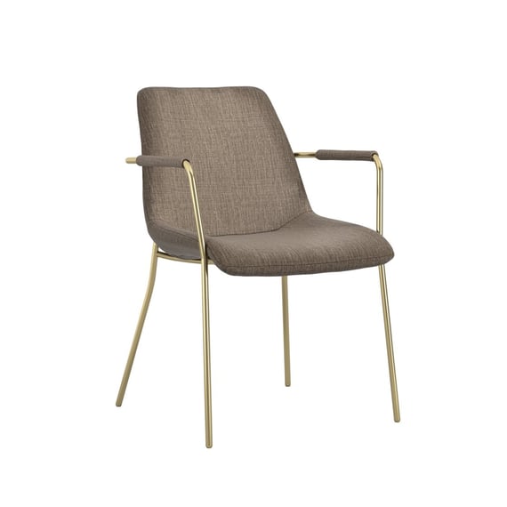 carlo taupe gold dining chair with arms angle