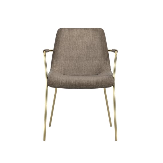 carlo taupe gold dining chair with arms front
