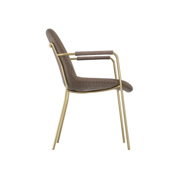 carlo taupe gold dining chair with arms side