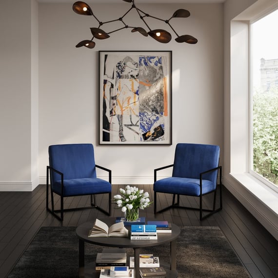 chance oxford blue fabric armchair room shot