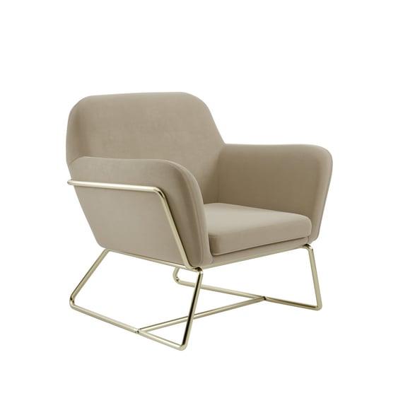 charles beige velvet armchair gold frame angle view