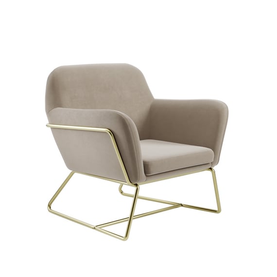 charles beige velvet armchair gold frame angle