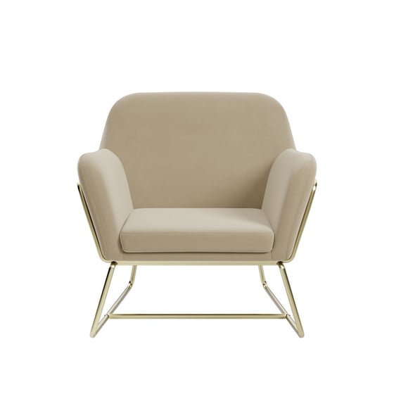 charles beige velvet armchair gold frame front