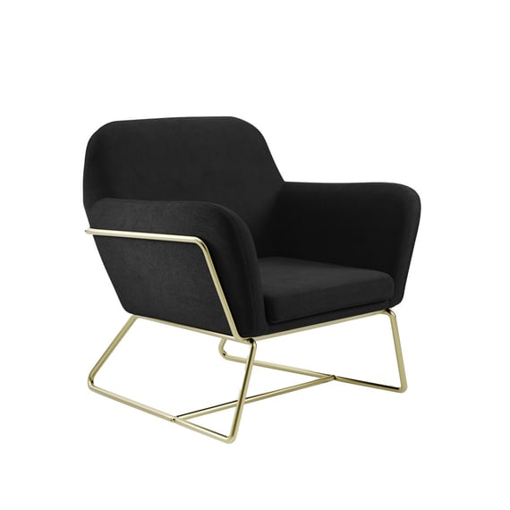 charles black velvet armchair gold frame angle shot
