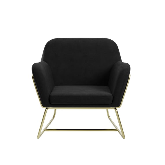 charles black velvet armchair gold frame front view