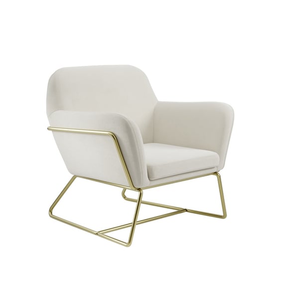 charles cream velvet armchair gold frame angle shot