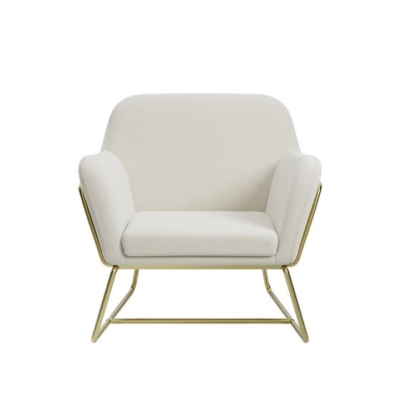 charles cream velvet armchair gold frame front view