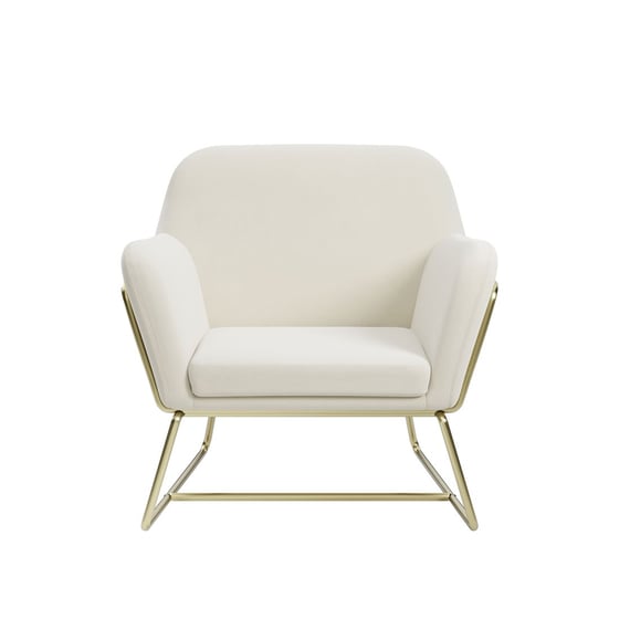 charles cream velvet armchair gold frame front