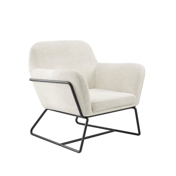 charles ivory boucle armchair black frame angle view