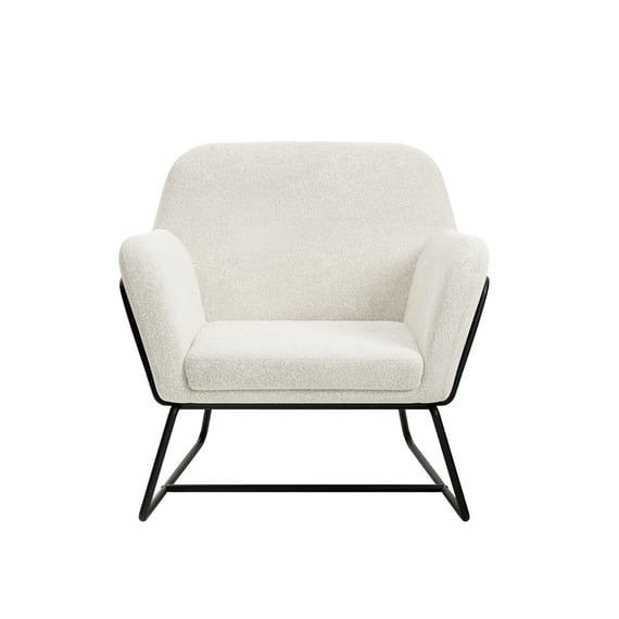 charles ivory boucle armchair black frame front alt