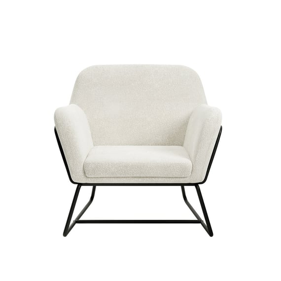 charles ivory boucle armchair black frame front view