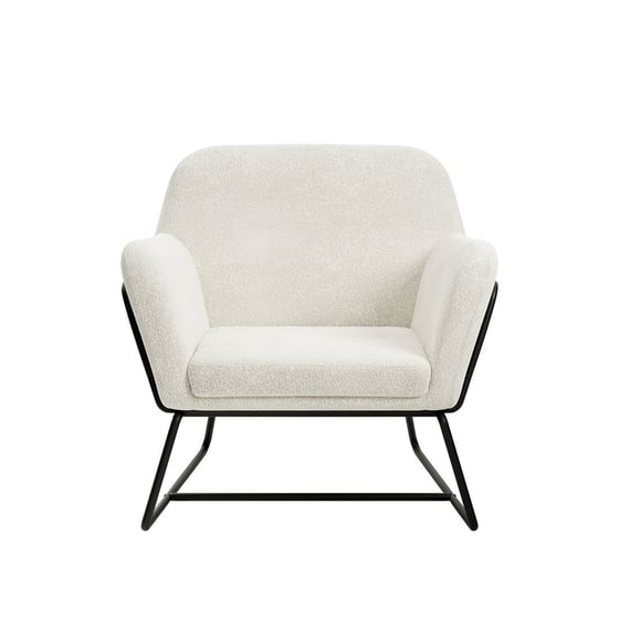 charles ivory boucle armchair black frame front